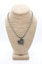 Load image into Gallery viewer, Double Sided Dotted Heart Pendant Convertible Silver Chain Necklace