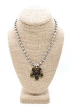 Load image into Gallery viewer, Antique Bronze Flower Pendant Convertible Silver Chain Necklace