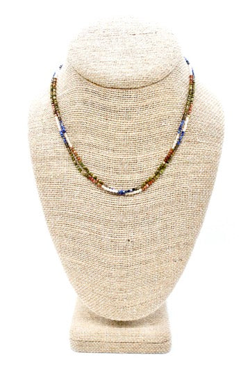 Delicate Faceted Mini Semi Precious Stone Mix Beaded Necklace - N9-017