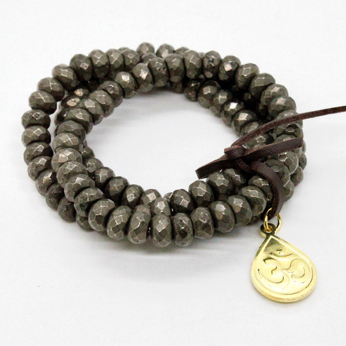 Stretch Pyrite Gold Buddha Charm Bracelet -Buddha Collection-
