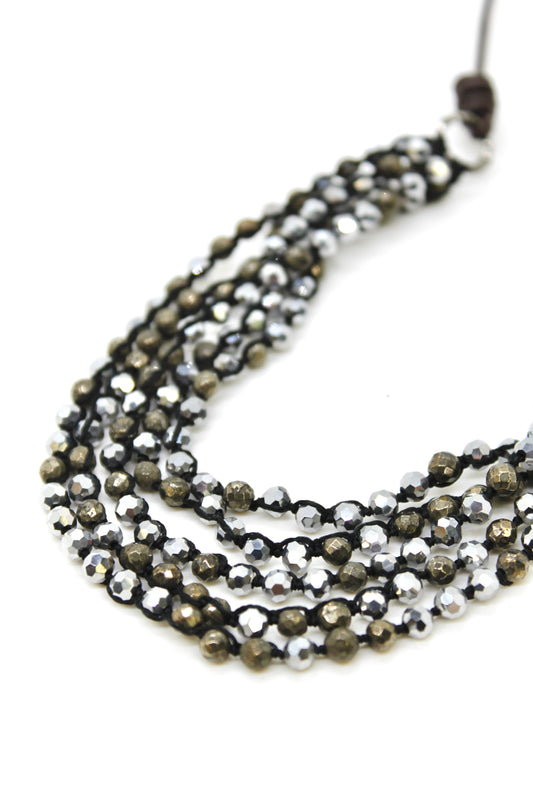 Semi Precious Stone Multi Strand Short Necklace - N4-010