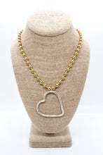 Load image into Gallery viewer, Silver Heart Outline Convertible Gold Chain Necklace