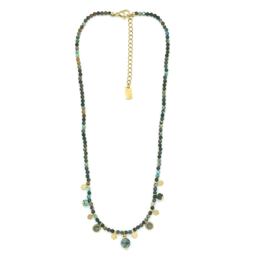 African Turquoise Short Necklace N2-2374 -French Flair Collection-