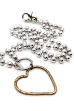Load image into Gallery viewer, Brass Heart Outline Convertible Silver Chain Necklace