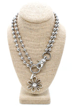 Load image into Gallery viewer, Open Daisy Outline Pendant Convertible Silver Chain Necklace