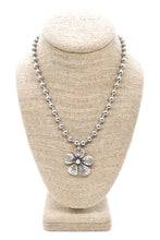 Load image into Gallery viewer, Dotted Flower Pendant Convertible Silver Chain Necklace