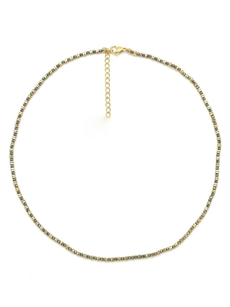 Delicate 24K Gold Plate and Faceted Pyrite Necklace N2-2441 -French Flair Collection-