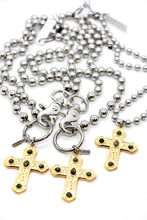 Load image into Gallery viewer, African Turquoise Cross Convertible Silver Chain Necklace