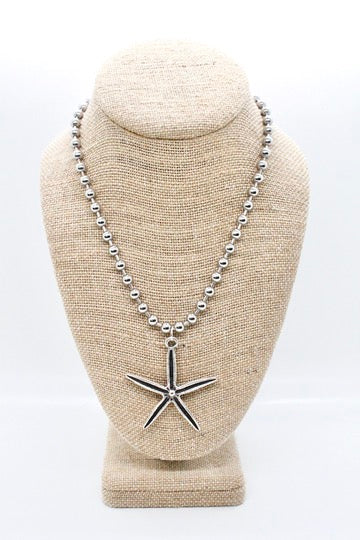 Starfish Pendant Convertible Silver Chain Necklace
