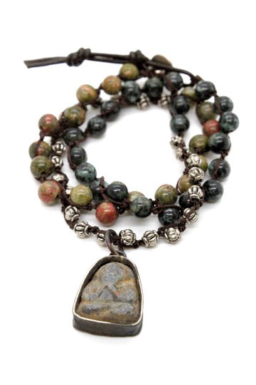 Buddha Necklace 88 - Crochet Necklace / Bracelet Buddha - One of a Kind -