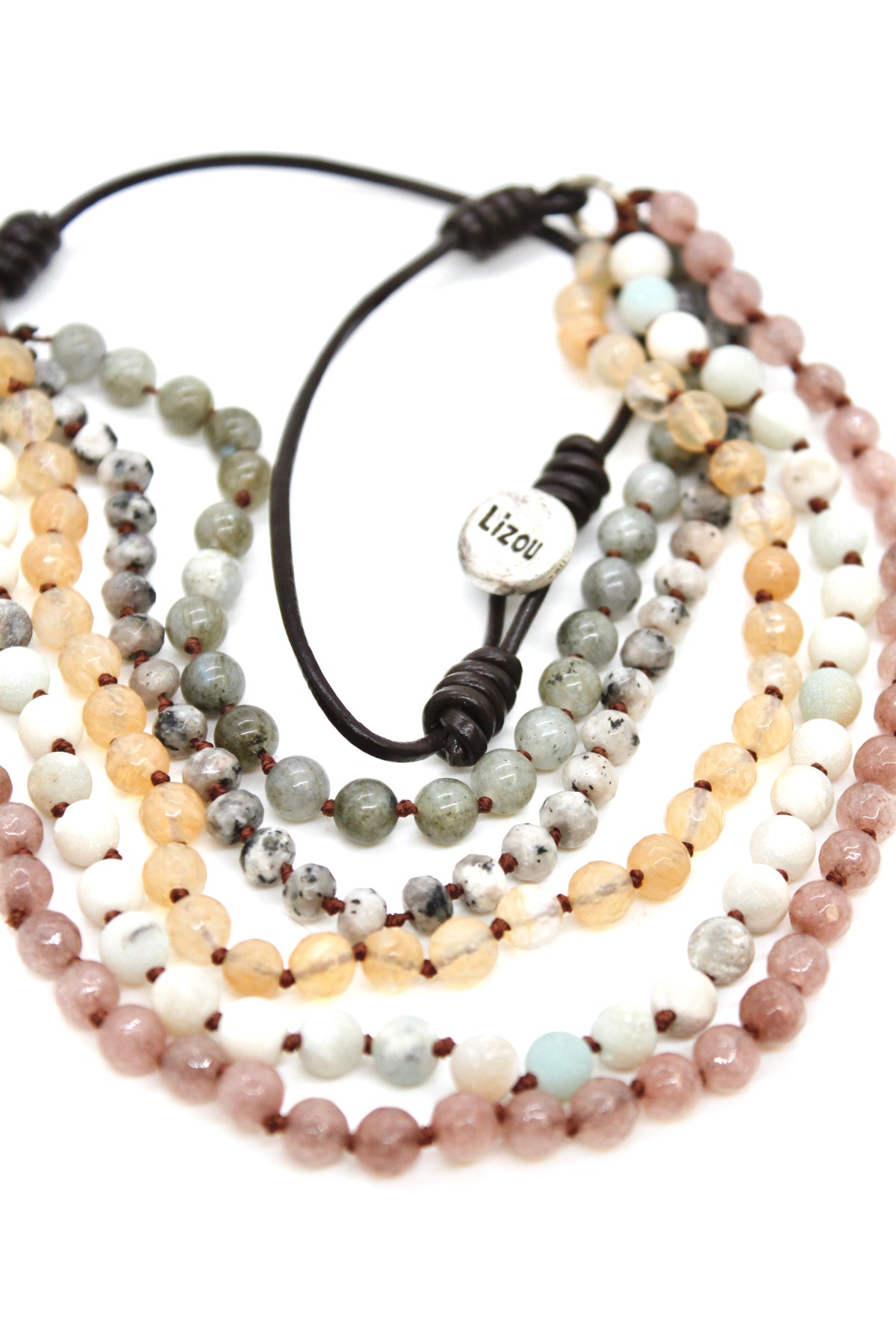 Semi Precious Stone Multi Strand Short Necklace - NLS-M1