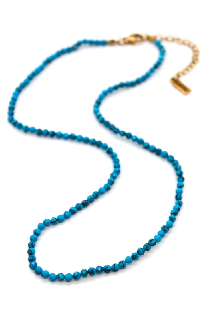 Short Blue Turquoise Simple Stone Necklace - N9-200BT