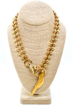Load image into Gallery viewer, Perched Brass Bird Convertible Gold Chain Necklace