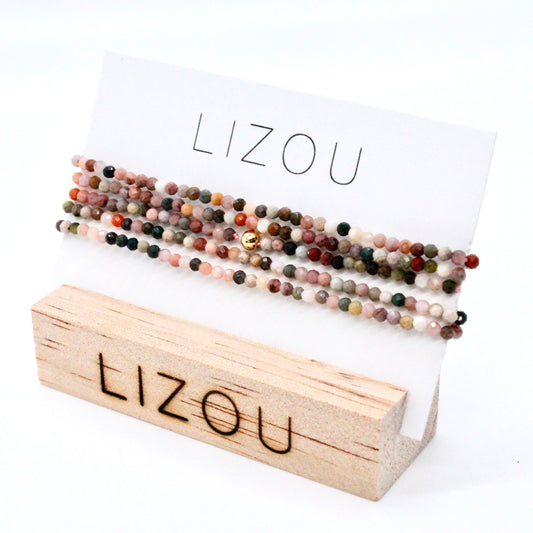 Delicate Faceted Mini Semi Precious Stone Alashan Agate Beaded Necklace - N9-103