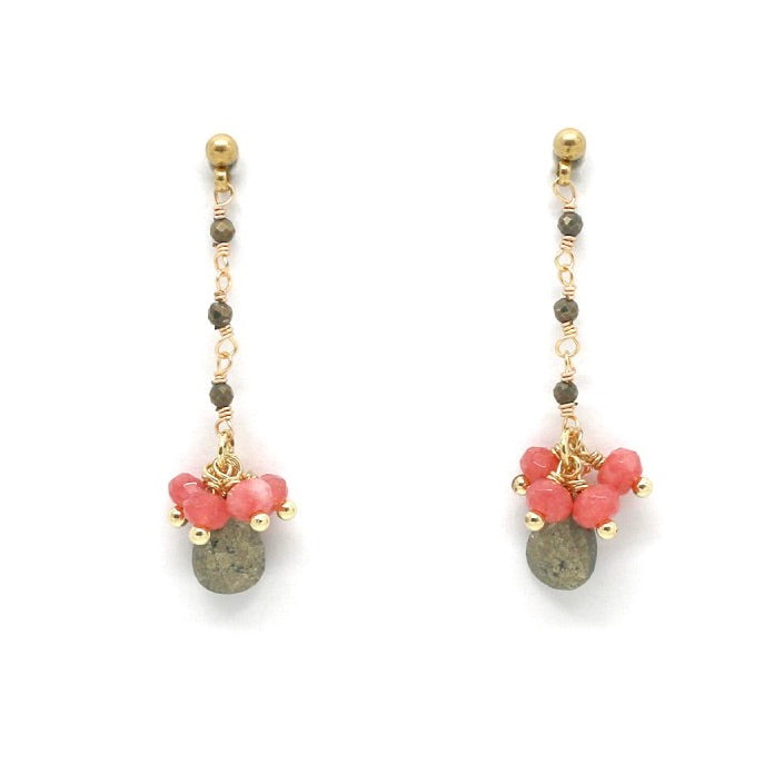 Pyrite Dangle Earrings E4-180 -French Flair Collection-