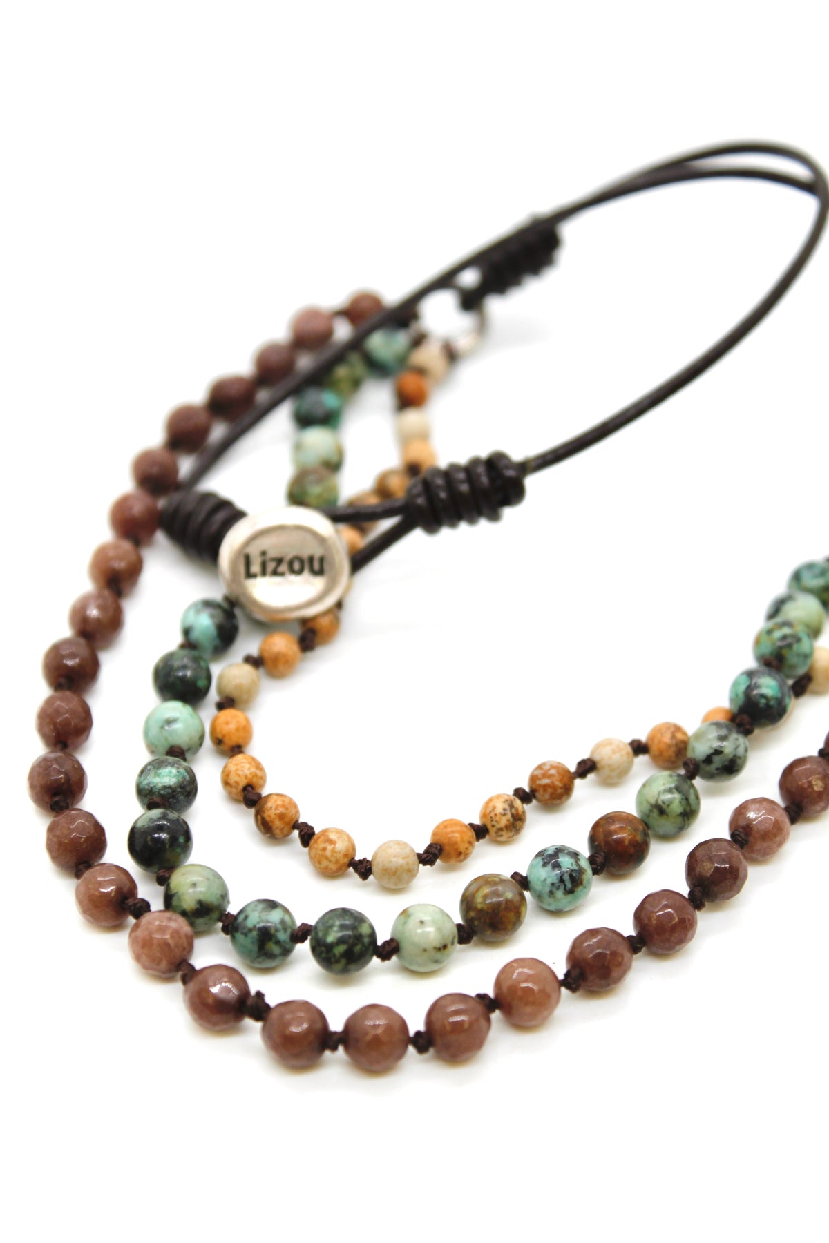 Semi Precious Stone Multi Strand Short Necklace - N4-016