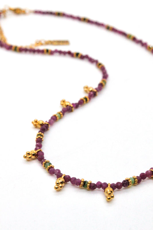 Short Mini Charm Purple Tourmaline Necklace - N2-2611T