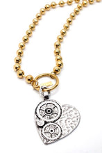 Load image into Gallery viewer, Steam Punk Silver Heart to Wear Short or Long -N2-1009GD