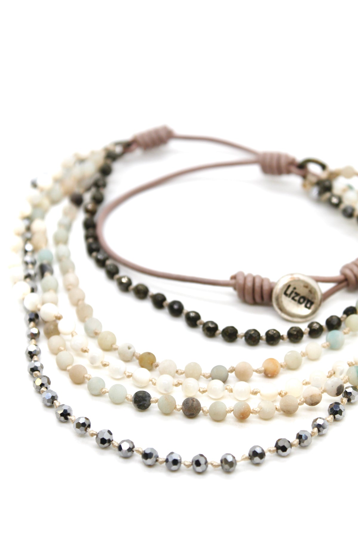 Semi Precious Stone Multi Strand Short Necklace - NLS-Crisp