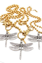 Load image into Gallery viewer, Detailed Dragonfly Pendant Convertible Gold Chain Necklace