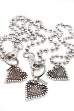 Load image into Gallery viewer, Double Sided Dotted Heart Pendant Convertible Silver Chain Necklace
