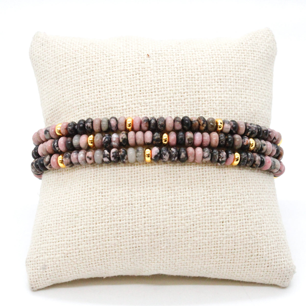 Rhodonite + Gold Bracelet Bundle
