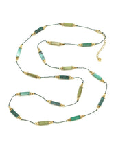 Load image into Gallery viewer, Tube Stone Green Long Necklace N2-2358 -French Flair Collection-
