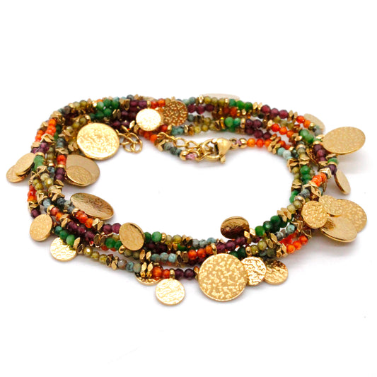 Museum Style Zirconium and Agate Necklace or Bracelet with 24K Gold Plate Charms