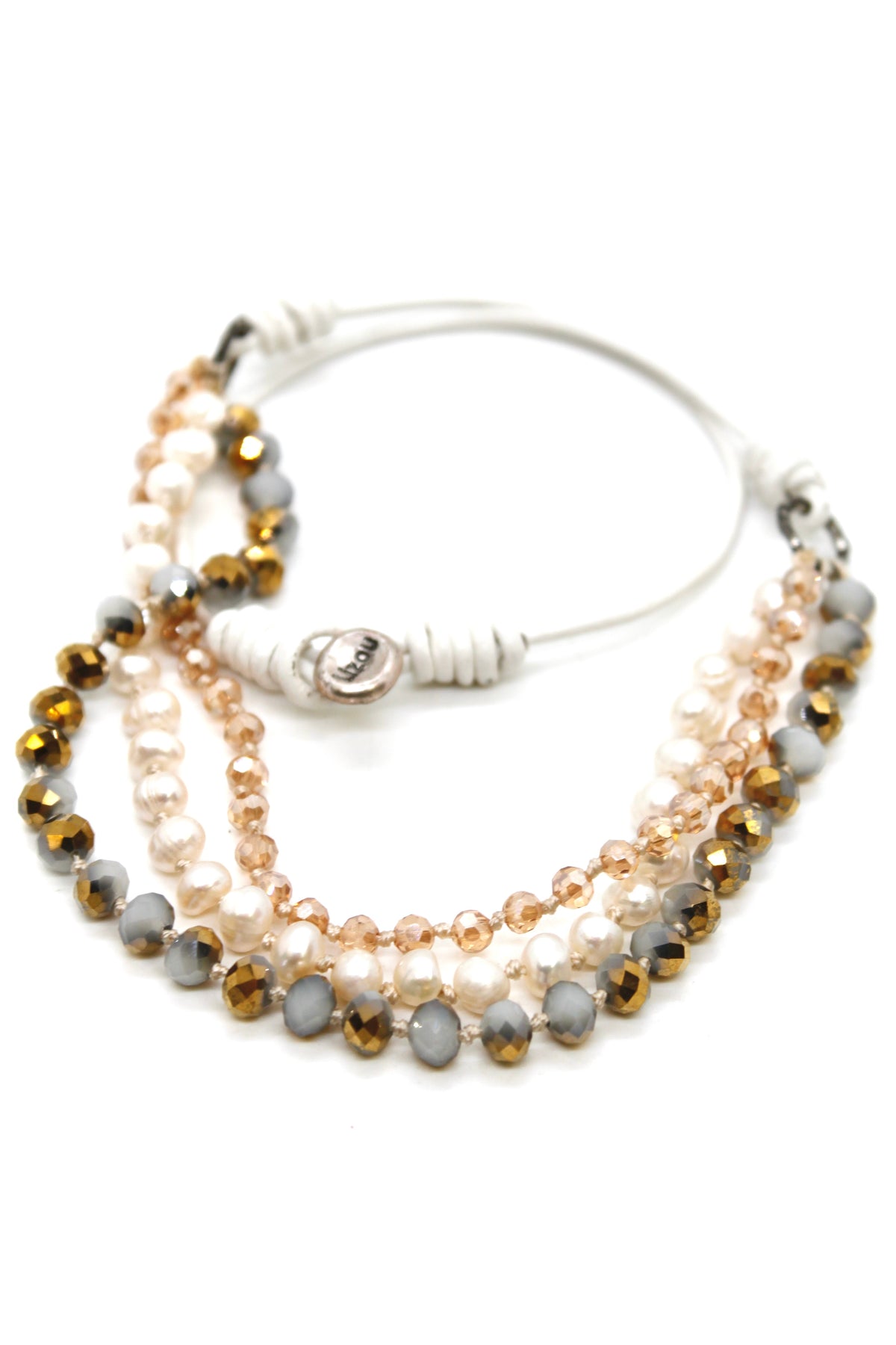 Semi Precious Stone Multi Strand Short Necklace - N4-015