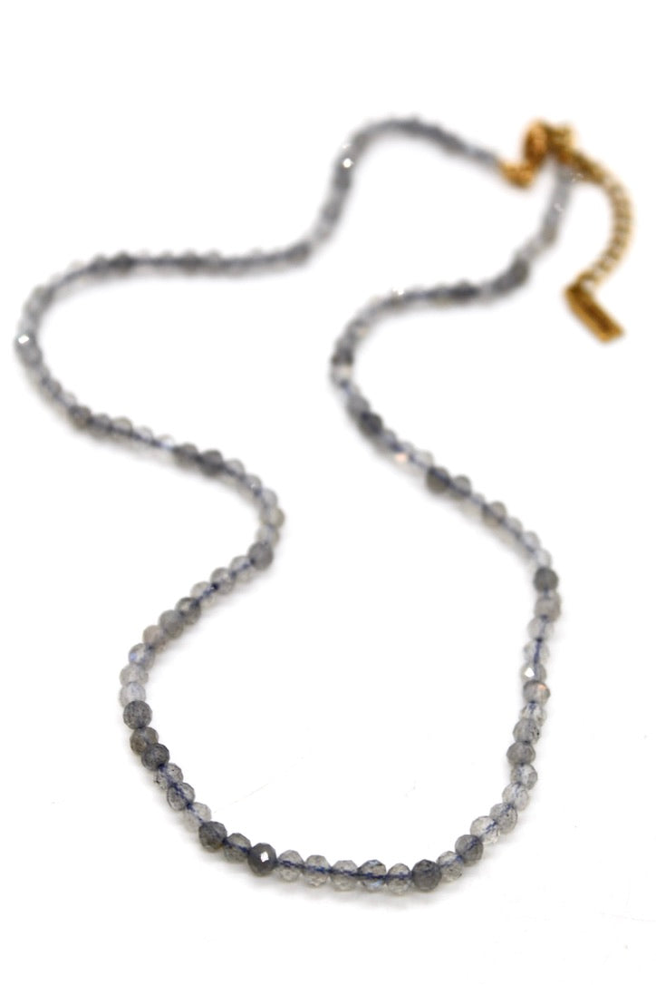 Short Labradorite Simple Stone Necklace - N9-200LB
