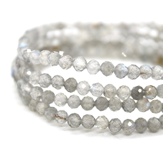 Faceted Labradorite 4mm Stretch Bracelet - B7-018