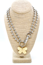 Load image into Gallery viewer, Gold Butterfly Convertible Silver Chain Necklace