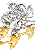 Load image into Gallery viewer, Flying Brass Bird Convertible Silver Chain Necklace