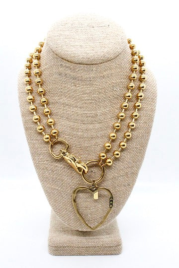 Brass Cutout Heart Convertible Gold Chain Necklace