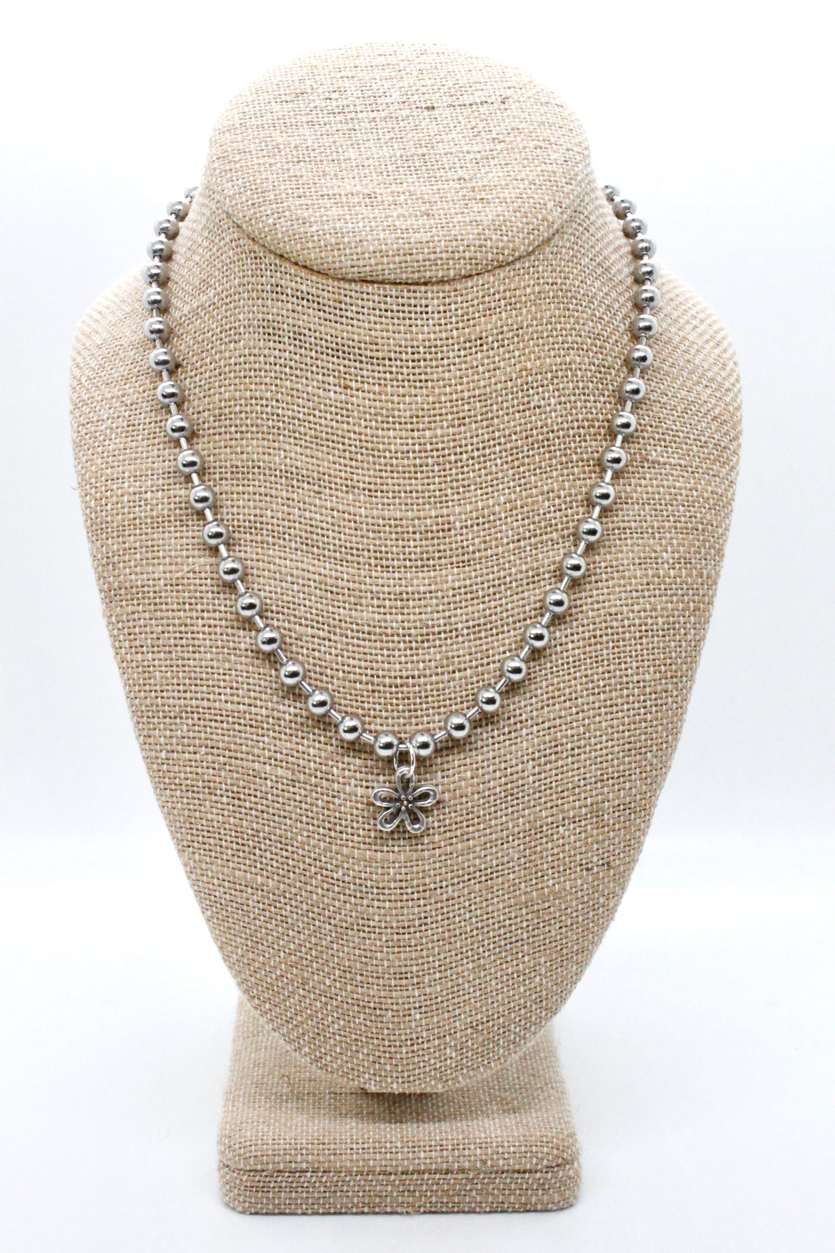 Mini Nature Flower Charm Silver Chain Necklace