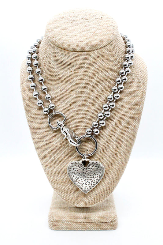 Vintage Style Heart Convertible Silver Chain Necklace