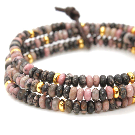 Rhodonite + Gold Bracelet Bundle