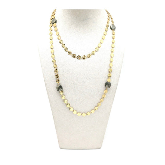 Long Gold and Pyrite Necklace