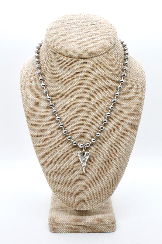 Mini Heart Charm Silver Chain Necklace