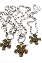 Load image into Gallery viewer, Antique Bronze Flower Pendant Convertible Silver Chain Necklace