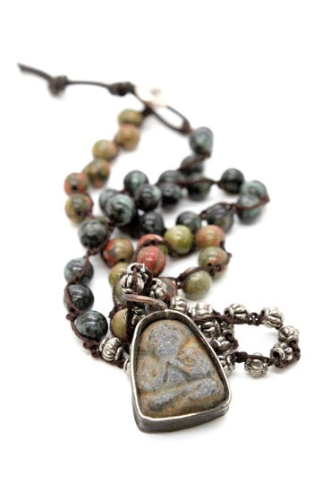 Buddha Necklace 88 - Crochet Necklace / Bracelet Buddha - One of a Kind -