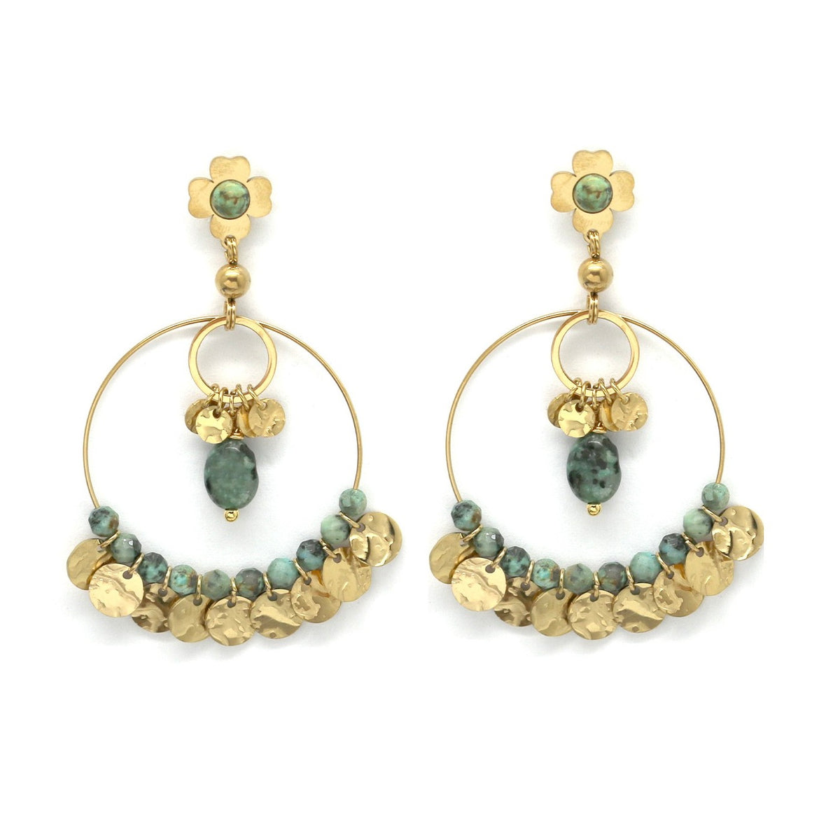 African Turquoise Shamrock Earrings E4-186 -French Flair Collection-