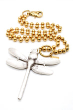 Load image into Gallery viewer, Large Dragonfly Pendant Convertible Gold Chain Necklace