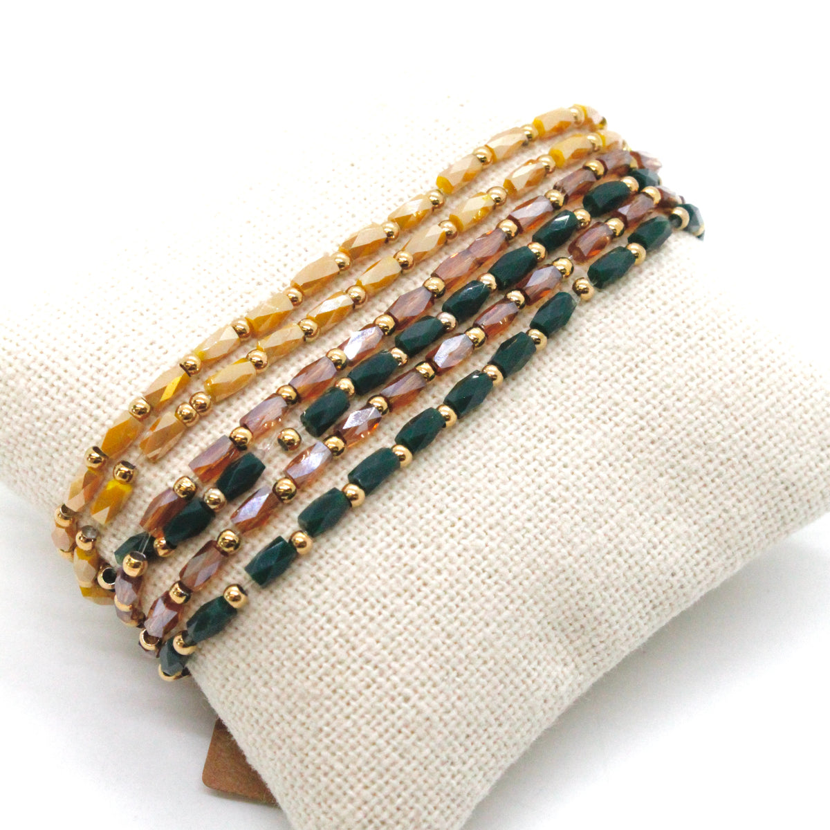 Glass and Gold Stackable Faceted Bracelet -French Flair Collection-
