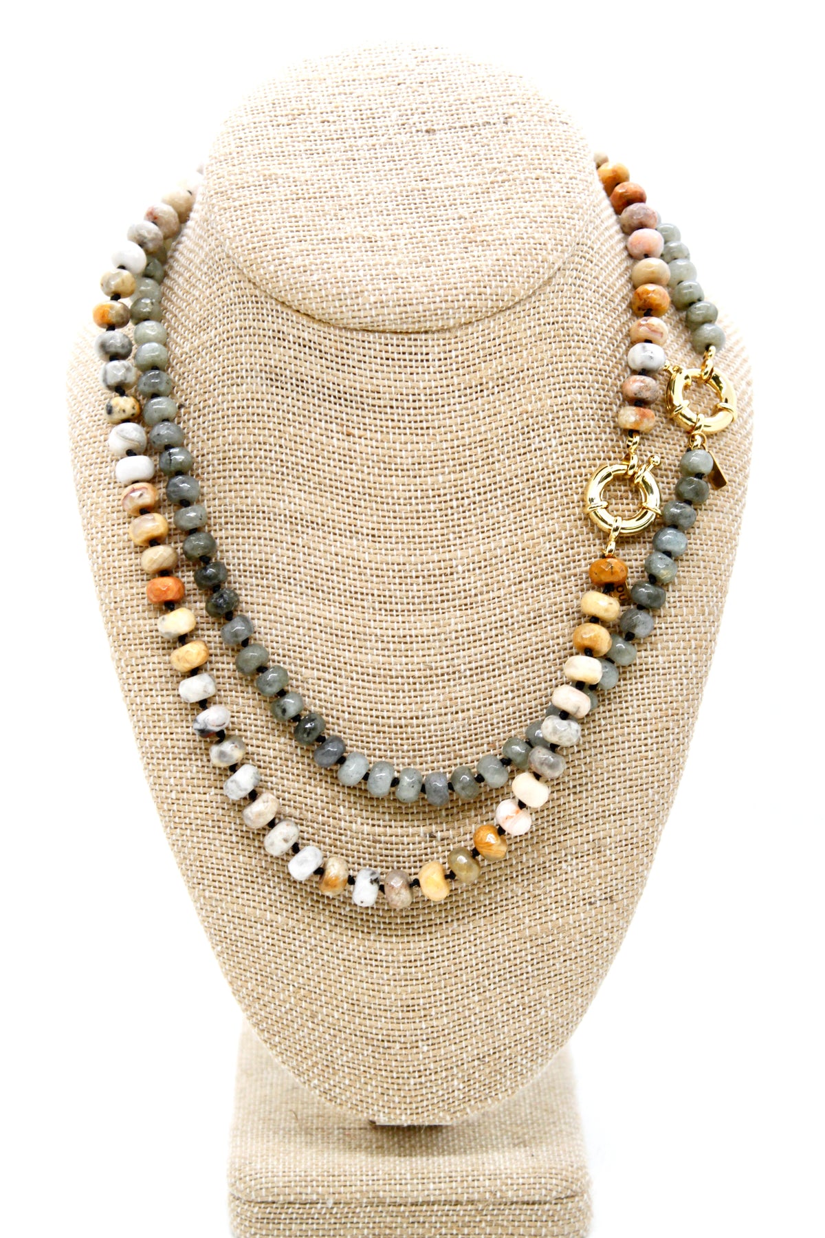 Hand-Knotted Short Faceted Amazonite Beaded Necklace - NLS-AZ