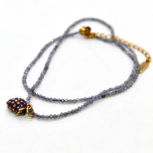 Load image into Gallery viewer, Wine Grapes Mini Stone Gold Charm Necklace