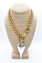Load image into Gallery viewer, Extra Large Silver Heart Pendant Convertible Gold Chain Necklace