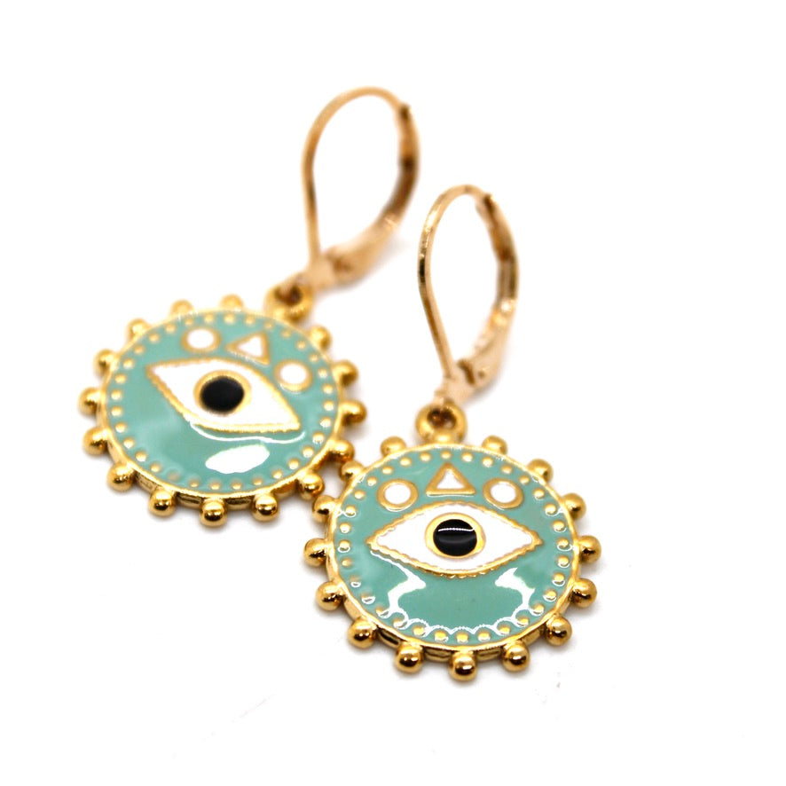 Enamel Evil Eye Earrings - E9-111