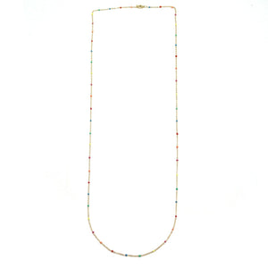 Long Gold Necklace with Rainbow Enamel Dots N2-2371 -French Flair Collection-