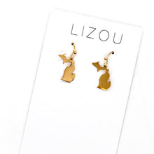 Load image into Gallery viewer, Michigan State Mini Stone Gold Charm Necklace